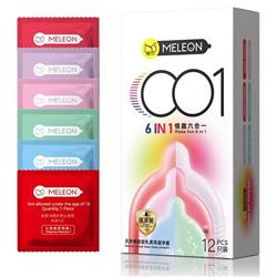 Bao cao su Meleon 001 6in1 siêu mỏng chấm bi nhiều gel hộp 12 cái