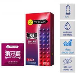 Bao cao su Meleon Wolf's Fang - Hạt nồi lớn, lửa băng - Hộp 10 cái