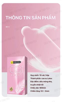 Bao cao su Meleon 001 Light and Wings siêu mỏng nhẹ Hộp 10 cái